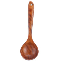 Colher de sopa em madeira de teca com cabo longo, textura lisa, fácil de limpar e manter, ampla gama de aplicações, ecológica, leve, durável e