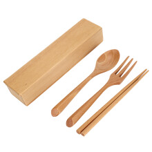 Conjunto de talheres portáteis de madeira: compacto, reutilizável e durável para uso interno e externo, uma opção elegante e sustentável.