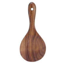Espátula de arroz em madeira natural, colher de arroz ecológica em teca com orifício para pendurar, facilitando o armazenamento e proporcionando