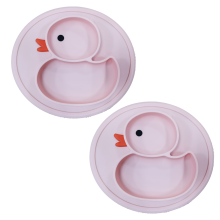 Adorabili piatti in silicone per bambini, piatti per neonati con base a ventosa resistente, piatti divisi per bambini in silicone alimentare