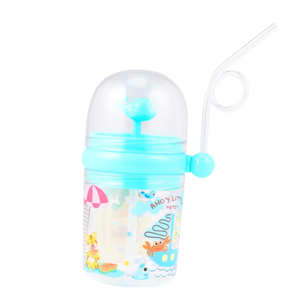 250Ml Toddler Straw Sippy Cup Silicone Water Cup Leakproof Portable Unisex Blue