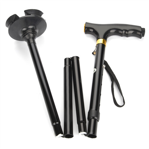 Compact Folding Hiking Stick with Adjustable LED for Senior Support