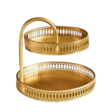 Fruteira de cobre luxuosa com design que economiza espaço, dupla camada, elegância dourada para decoração de casa, grande capacidade e uso
