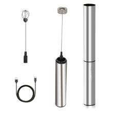 Montalatte elettrico, utensile da cucina in acciaio inox per caffè, latte macchiato, cappuccino, matcha, cioccolata calda, ricaricabile con