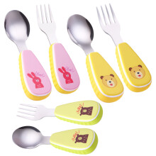 Hochwertiges ABS-Material, wärmeisolierter Griff, sicheres, korrosionsbeständiges Material, Edelstahl-Kinderbesteck, ergonomisches Design für