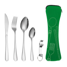 Elegante serviesoplossing: draagbare set dinerlepels met opbergvak, herbruikbaar en milieuvriendelijk, robuust roestvrijstalen bestek.