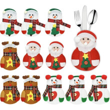 Creatieve cartoonpoppetjes, duurzaam, mini-formaat bestek, non-woven materiaal, kerstbestekhouders, leuke patronen voor een feestelijke sfeer