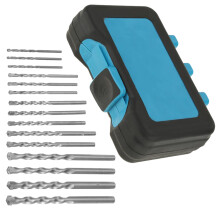 15Pcs 3-10mm Carbide Masonry Drill Bit Set for Concrete & Brick in Blue Box
