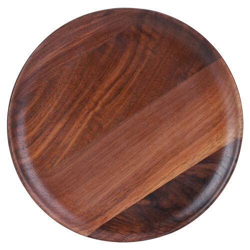 Πικάπ κουζίνας Lazy Susan από μαύρο ξύλο καρυδιάς, πιάτα φαγητού από φυσικό ξύλο για 1