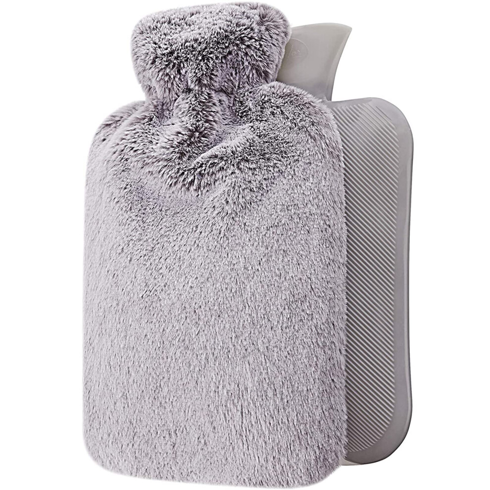 Grey Hot Water Bottle With Cover 2000Ml Capacity Rubber Hand And Feet Warmer Hot And Cold Compress