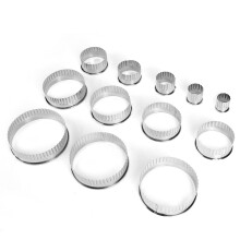 Ausstechformen-Set aus Edelstahl, geriffelter Rand, runde Keksausstecher, hochglanzpoliert, geeignet für Kekse, Kuchen, Teigtaschen, Teigblätter,