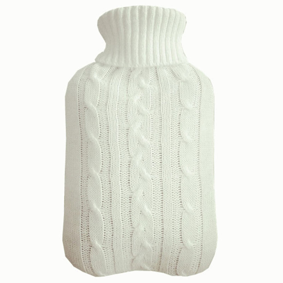 White Hot Water Bottle With Cover Pvc 1500Ml For Neck/Shoulder Pain, Hands And Feet Warmer, Menstrual Cramps, Hot Cold