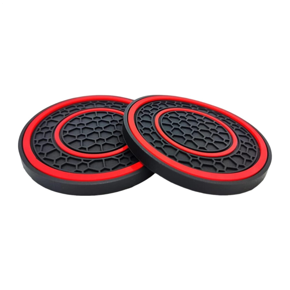 Car Coaster 2Pack Cup Holder Coasters, Waterproof Absorbent Washable, For Offroading, Ridesharing, Road Trips Red 9105992206537