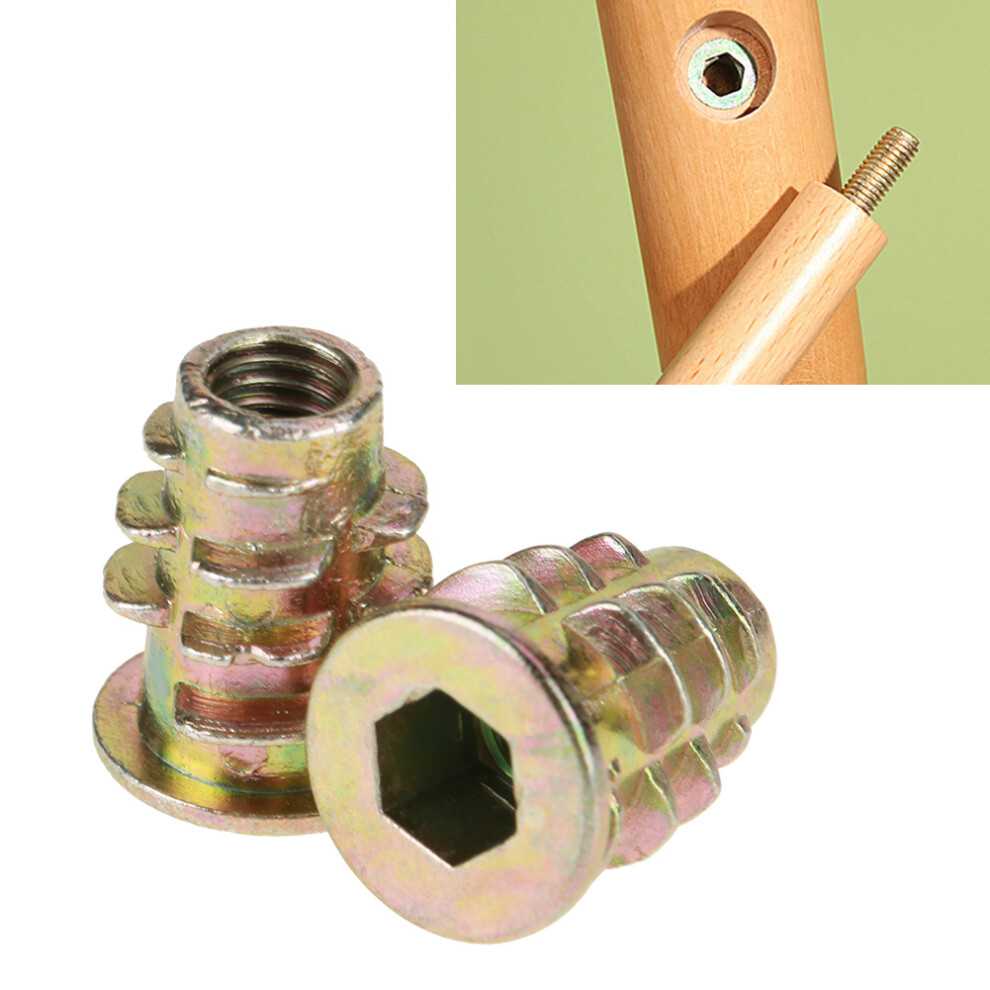 50Pcs M5 13Mm Zinc Alloy Hex Drive Head Furniture Nuts For Wood Inserts 8721362824487