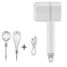 Elektrischer Edelstahl-Stabmixer, 2-in-1-Handmixer zum Backen und für Desserts, wiederaufladbar mit abnehmbaren Schneebesen, Multifunktionsmixer