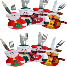 Herbruikbare bestekhouder, vilt met kerstmotieven voor tafeldecoratie, gloednieuw en van hoge kwaliteit, 8 stuks