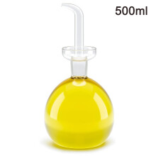 Dosatore per olio da cucina senza fori di scarico, bottiglia in vetro con tappo rimovibile e componenti lavabili in lavastoviglie.