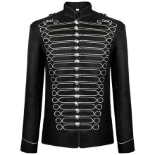 Halloween Costume Men's Medieval Victorian Uniform Officer Military Drummer Majorette Jacket Black Size L Cosplay Tuxedo