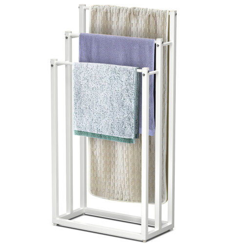 VOUNOT Freestanding Towel Rail 3-Tier Metal Towel Stand, White