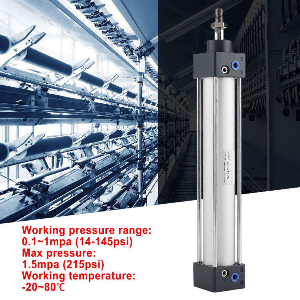 Compact 32Mm Bore 175Mm Stroke Pneumatic Cylinder With Self-Lubrication 9491362825546