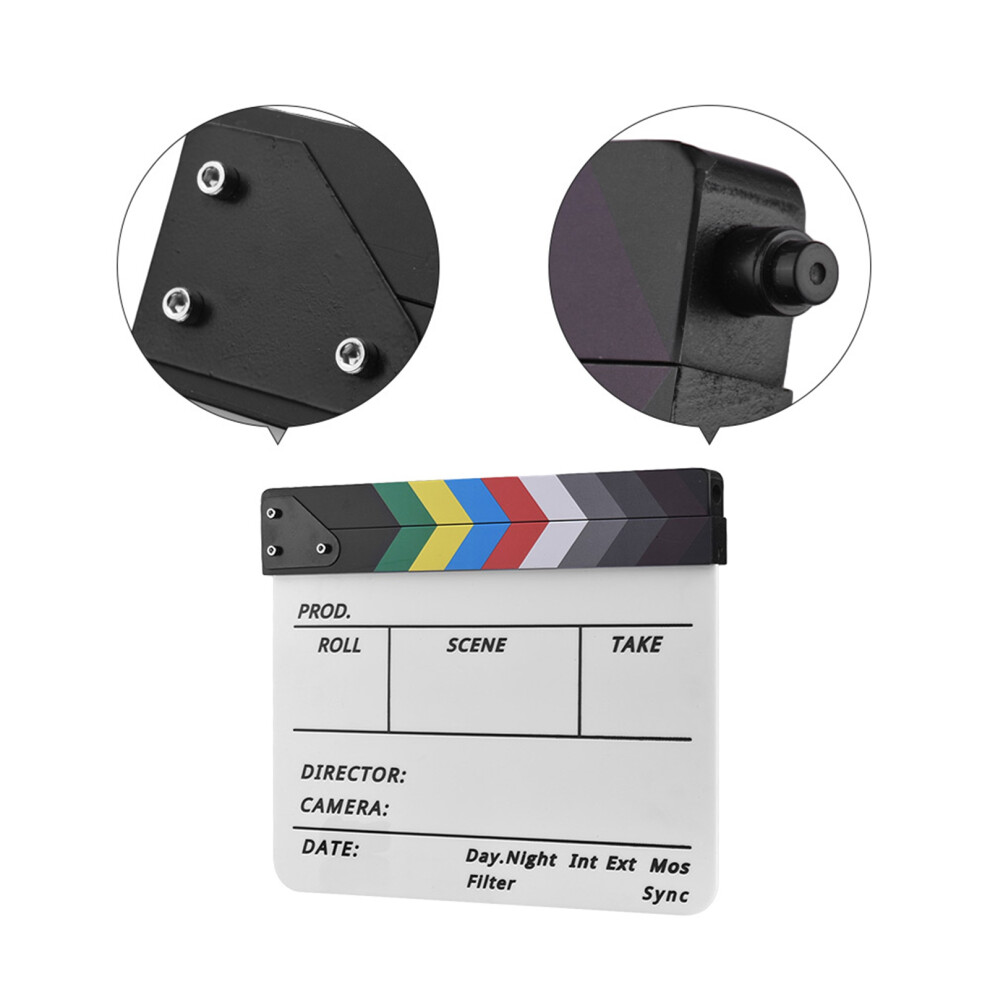 Professionally Designed Acrylic Clapperboard For Films Includes Marker & Eraser 8461362826660