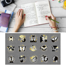 30 Pcs PET Laser Gold Butterfly Stickers for Scrapbooking and Crafting