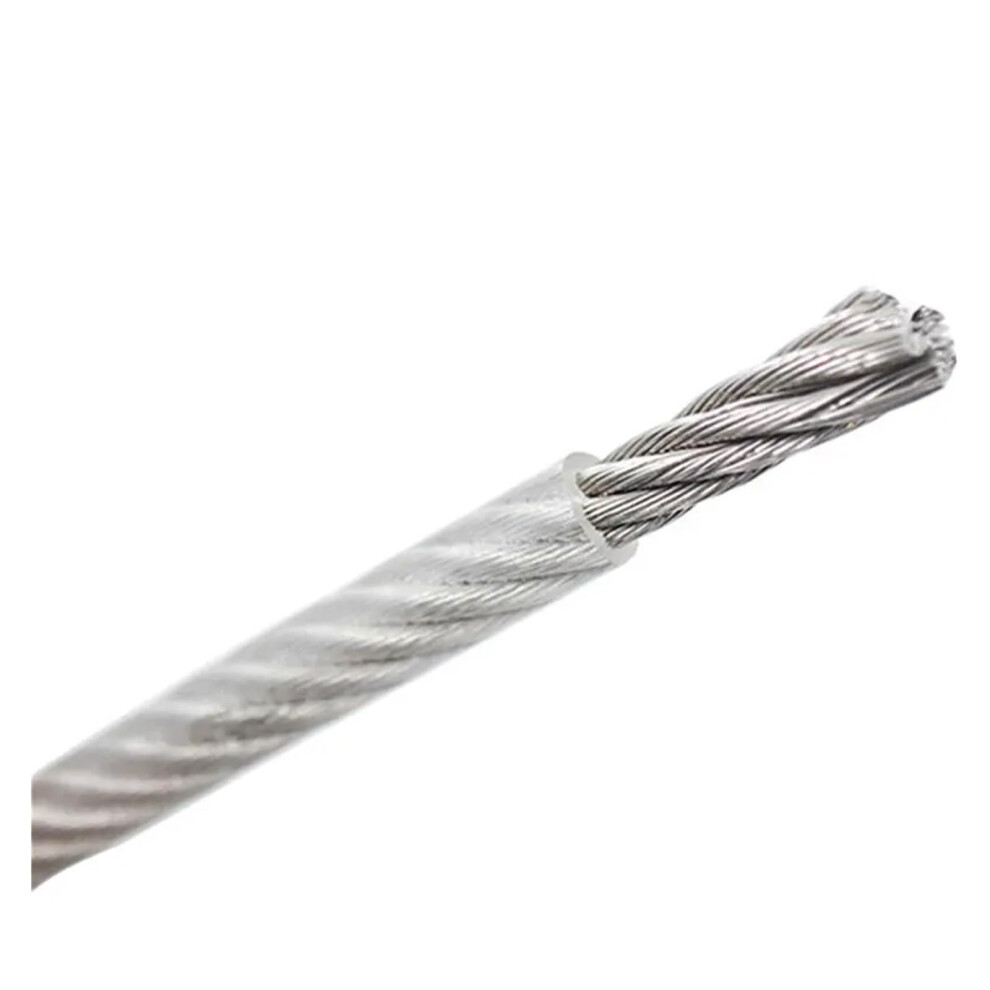 Stainless Steel Wire Rope 0.412Mm Dia 304 1X7 Clear Pvc Coating Clothesline 100M 9067246875718