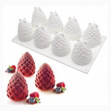 Moldes de silicone versáteis para decoração de bolos em formato de pinha, ideais para sobremesas francesas como mousse. Antiaderente, resistente