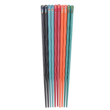 Conjunto de 5 pares de pauzinhos de fibra de vidro, reutilizáveis e antiderrapantes, conjunto colorido para presente com diferentes estampas,