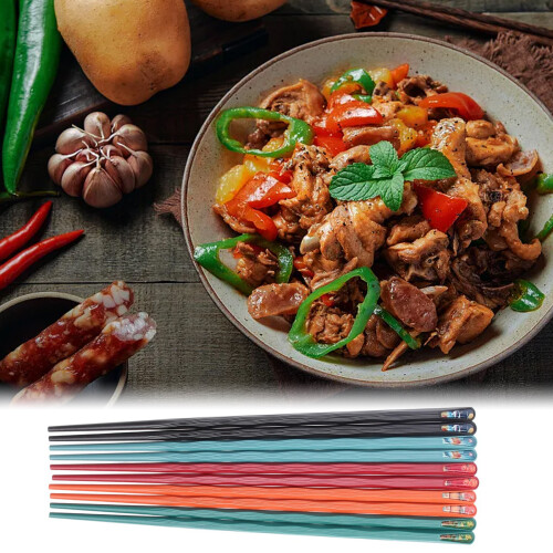 Σετ 5 ζευγαριών από fiberglass chopsticks, επαναχρησιμοποιήσιμα αντιολισθητικά chopsticks, 1