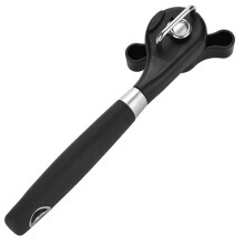 Abridor de latas em aço inoxidável com borda lisa, abridor manual com cabo ergonômico, abridor de garrafas portátil, utensílio de cozinha