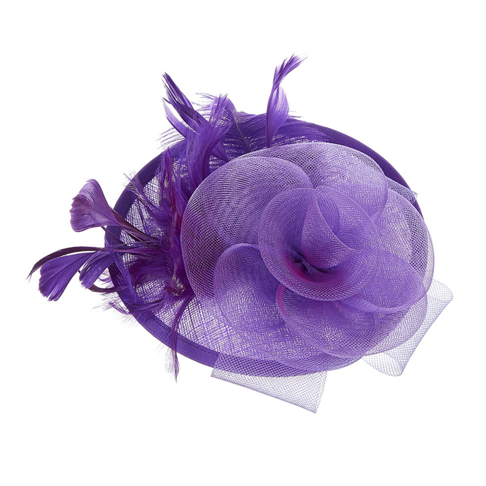 Ladies Linen Church Hat For Bride Party Delicate Brida-Purple-image-OPC-PN5FTCV-NEW