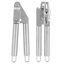 Abridor de latas portátil para camping, abridor de garrafas com cabo ergonômico para aventuras ao ar livre.
