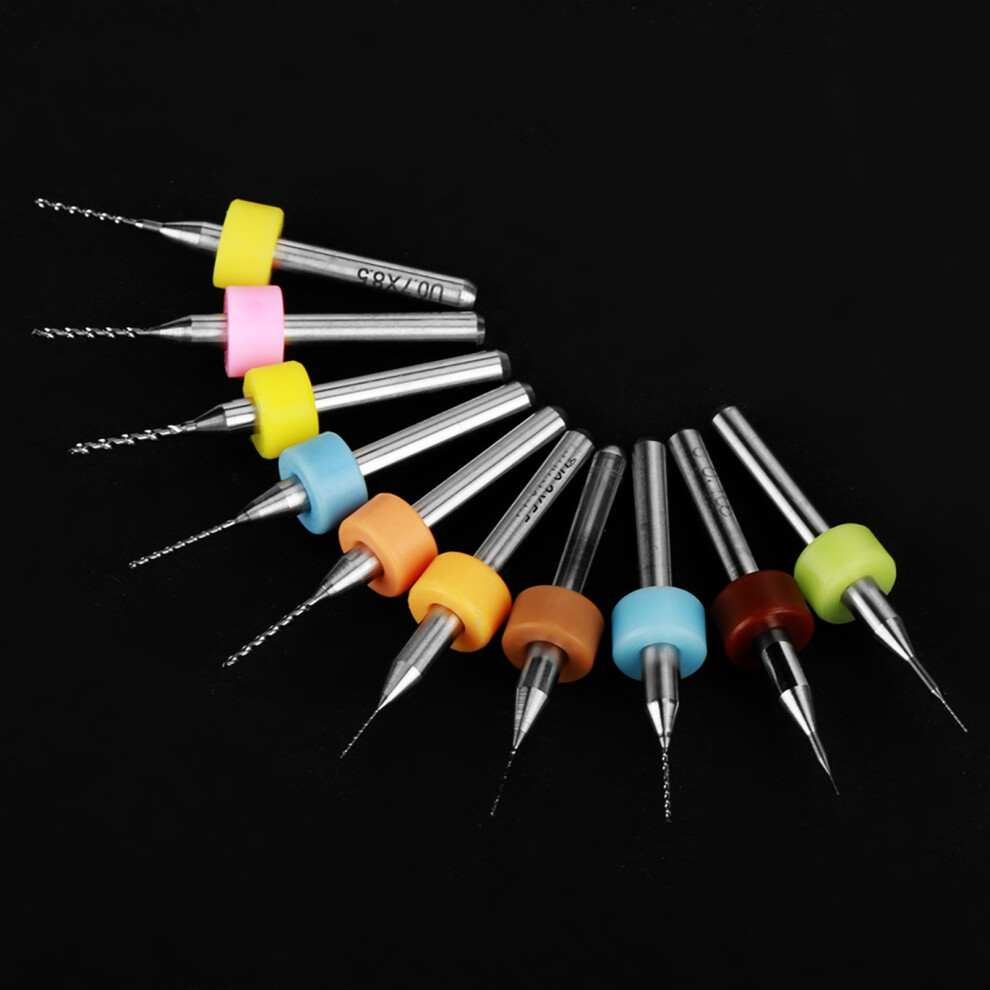 Micro Drill Bits Set Tungsten Carbide 10Pcs 0.1-1.0Mm For Circuit Board Repair 8431362829923
