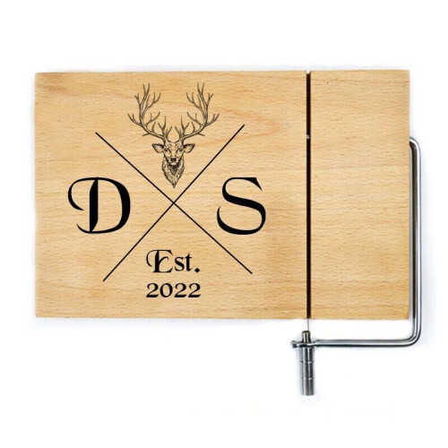 Hevea Wood Cheese Board With Wire Slicer 25X19Cm 2