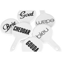 Bright Set Of Six Cheese Markers, Complete Set Cheese Labels For Cheese Board, Modern Design Cheese Tags