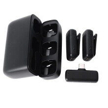 2 Stück Clip-On-Mikrofon mit Type-C, eingebaute 50mAh Batterie, Schwarz