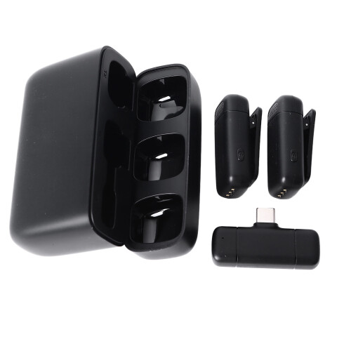 2 Stück Clip-On-Mikrofon mit Type-C, eingebaute 50mAh Batterie, Schwarz