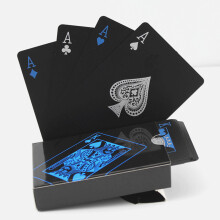 54pcs Waterproof Black PVC Poker Playing Cards, 88x63mm