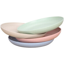 Milieuvriendelijke dinerborden van tarwestrovezel, ruimtebesparend model met gladde, ronde randen, voor relatiegeschenken en dagelijks gebruik (4