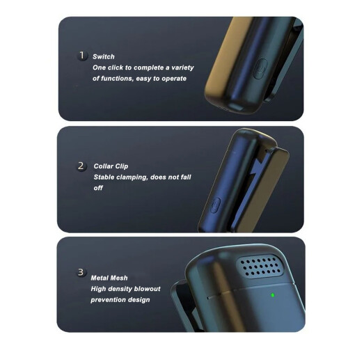 2 Stück Clip-On-Mikrofon mit Type-C, eingebaute 50mAh Batterie, Schwarz 2