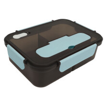 Auslaufsichere blaue Lunchbox mit 3 Fächern, 1500 ml, mikrowellengeeignetes Kunststoff