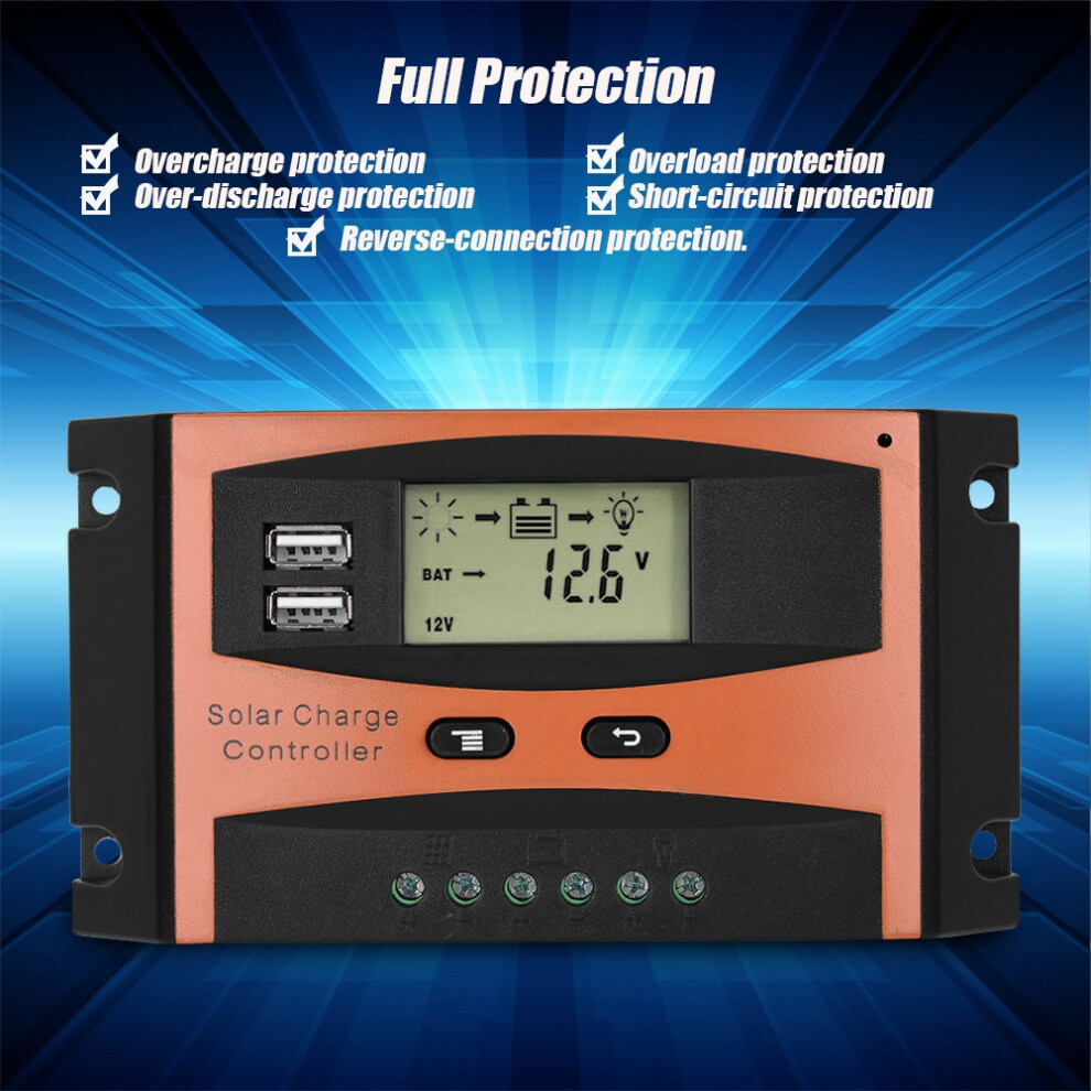 Dual Usb Lcd Solar Charge Controller 30A 50V Ip32 Waterproof Outdoor 9381362837260