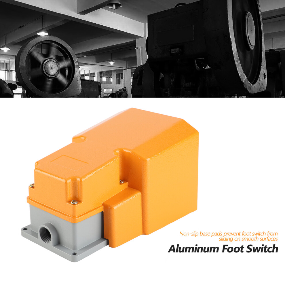 Heavy Duty Aluminum Alloy Foot Switch 250V 10A Oil & Corrosion Resistant 8711362837501