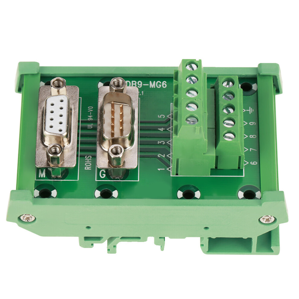 Db9-Mg6 Din Rail Mount Interface Module Male / Female Connector Breakout Board 9331362836985