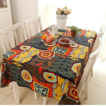 Stylish Table Cover for Restaurants, Fade Resistant & Durable Cotton Linen Boho Tablecloth, Machine Washable Water Resistant Rectangle Cloth for C