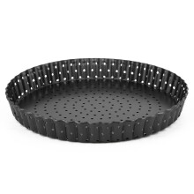 Mini tærteforme i 12,5 cm non-stick kulstofstål, nem at tage ud af formen, sikrer pizzaens integritet og skønhed. Alsidig bagning, brug til