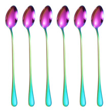 Colheres de café com cabo longo, conjunto de colheres de café em aço inoxidável, mini colheres de sobremesa, colheres de chá, colher pequena
