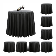 Élégance de table, nappes en plastique de qualité supérieure, réutilisables, lot de 8 nappes rondes noires de 213 cm (84 pouces) pour barbecues,