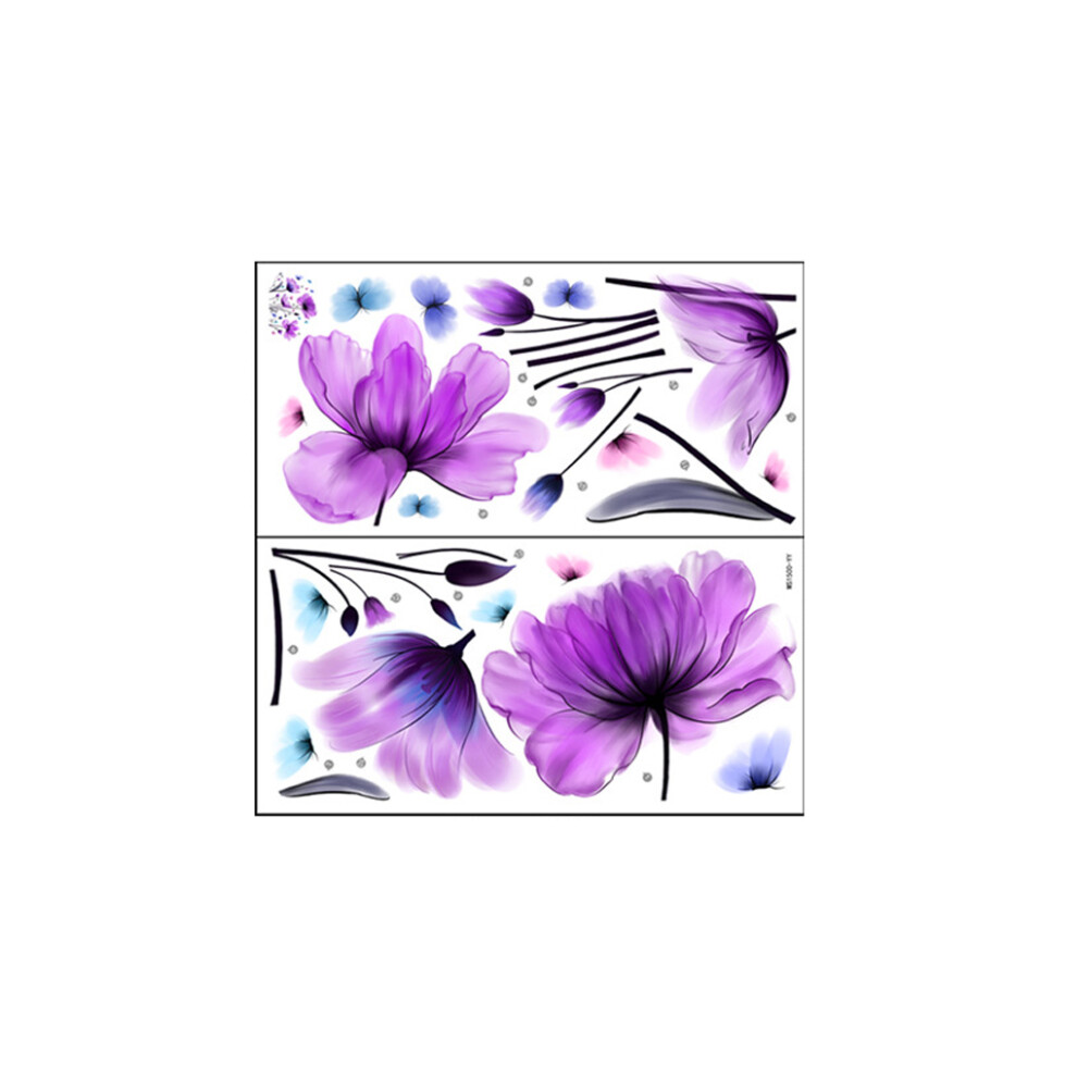 2Pcs Decals Butterflies Self-Adhesive Wall Stickers Poster Mural Purple